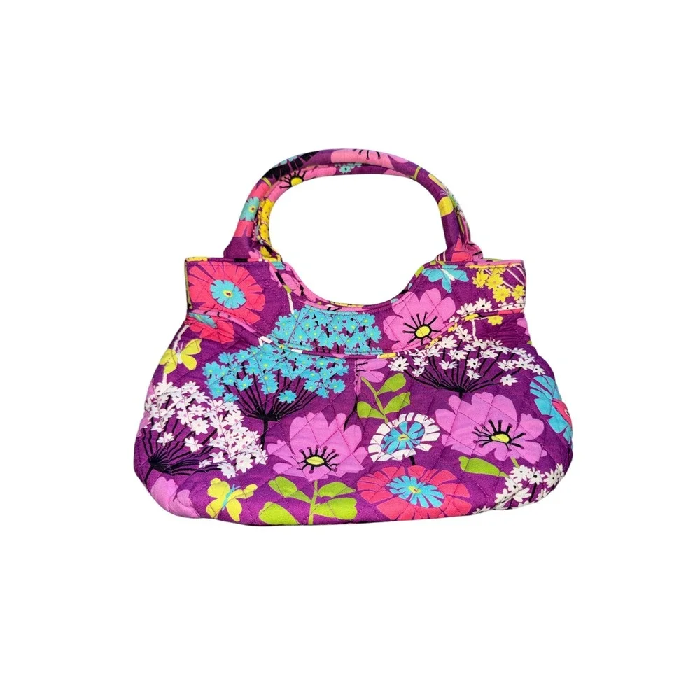 Vera Bradley Flutterby Floral Quilted Cotton Handbag Butterfly Print Hobo Bag